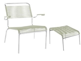 Schubiger M&ouml;bel Spaghetti-Lounger + Hocker S&auml;ntis mit Armlehnen