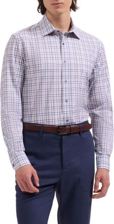 Bugatchi James OoohCotton Plaid Print Button-Up Shirt in Air Blue at Nordstrom, Size Xx-Large