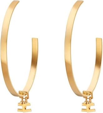 Elisabetta Franchi Accessoires, Dames, Geel, ONE Size, Gebogen Oorbellen Met Logo