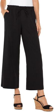Liverpool L.A. Tie Waist Ankle Wide Leg Pants in Black at Nordstrom, Size X-Large