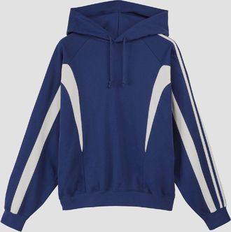 Yohji Yamamoto Mens Y-3 Cut Line Hoodie in Blue