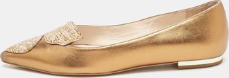 Sophia Webster Gold Leather Bibi Butterfly Ballet Flats