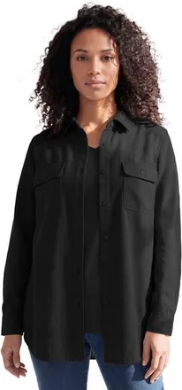 Roaman's Faux Suede Button Front Shirt in Black at Nordstrom, Size 32