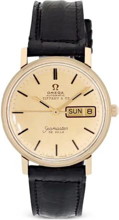 Omega Seamaster 34mm watch - unisex - 14kt Yellow Gold/Alligator Leather/Sapphire Glass - One Size