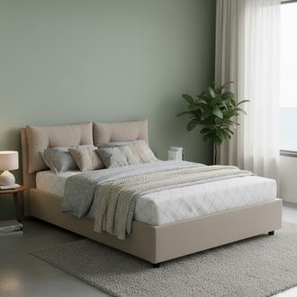 Dmora Cama Matrimonial Stefania, Cama Contenedor Con Tapizado En Ecopiel, 100% Made In Italy, Apertura Frontal, Adecuado Para Colch&oacute;n Cm 160x200, T&oacute;rtola, C