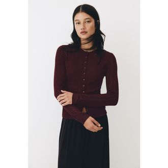 H&M Pointelle-knit cardigan in Burgundy at Nordstrom, Size X-Small