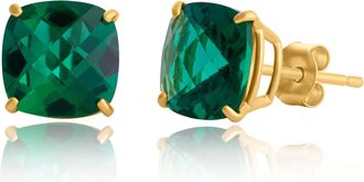 MAX + STONE Sterling Silver or Gold 8mm Cushion Cut Gemstone Birthstone Stud Earrings
