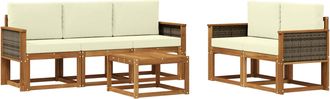 vidaXL Conjunto De Sof&aacute;s De Exterior 6 Uds. Natural Y Crema Vidaxl