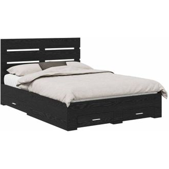 vidaXL Estructura De Cama Con Caj&oacute;n Roble Negro 140 X 190 Cm Vidaxl
