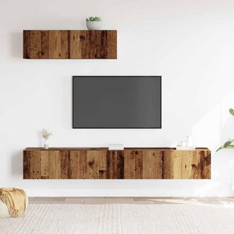 Berkfield Home Classic 3 Piece TV Cabinet Set Wall-mounted Old Wood Engineered Wood in Brown