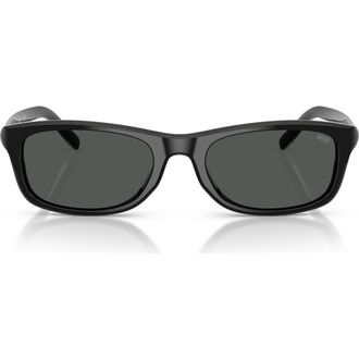 Diesel 54mm Rectangular Sunglasses in Solid Black /Solid Black at Nordstrom