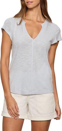 Sanctuary The New Girl Split Neck T-Shirt in Blue Aura at Nordstrom, Size X-Large