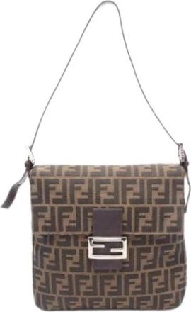 Fendi Pre-owned Vintage Canvas Schoudertas - Dames - Vintage Schoudertas - Bruin - ONE Size - Leer - Vintage