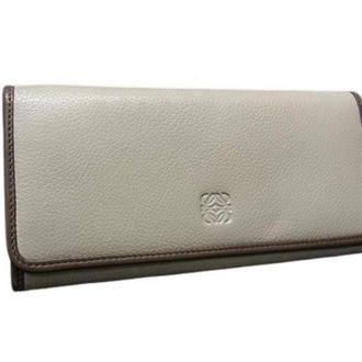 Loewe Beige Leather Long Wallet (Bi-Fold) (Pre-Owned)