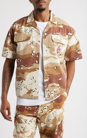Icecream Desert Crop Camo Cotton Ripstop Camp Shirt at Nordstrom Rack, Size Xx-Large