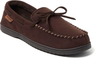 Dearfoams Mens Toby Moccasin Slipper with Tie