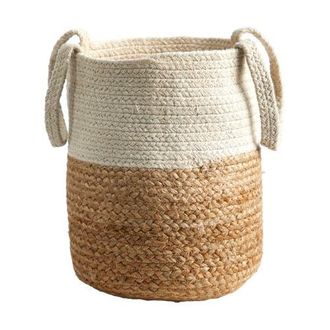 Nearly Natural 12.5-in Handmade Natural Jute and Cotton Basket Planter in Beige at Nordstrom