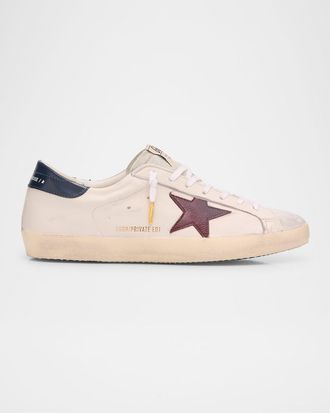 Golden Goose Mens Super-Star Leather and Suede Low-Top Sneakers