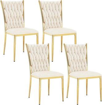 Woltu Woltu Juego De 4 Sillas De Comedor De Dise&ntilde;o Moderno Terciopelo Beige