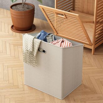 Vicco Armario De Ba&ntilde;o Novaro, Bamb&uacute;, 48.3 X 114 Cm Con Cesto Para La Ropa, Vicco