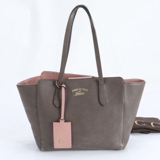 Gucci Brown Leather Shoulder Bag Tote Bag (Pre-Owned)