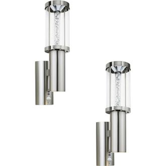 Loops 2 PACK IP44 Outdoor Wall Light & PIR Motion Sensor Stainless Steel 3W GU10