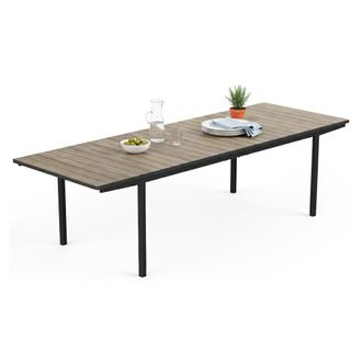 Dmora Mesa De Exterior Hannibal, 12 Plazas, Mecanismo Extensible Laterales, 267x90x76h Cm Marr&oacute;n Nogal