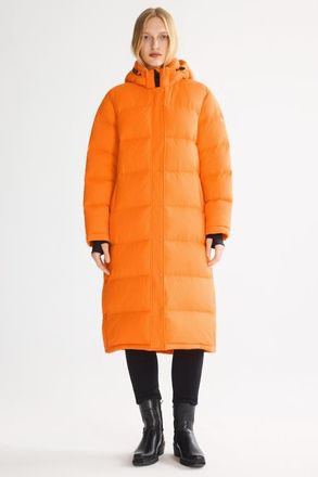 Orolay Puff-O Long Down Puffer Jacket in Orange at Nordstrom, Size X-Large
