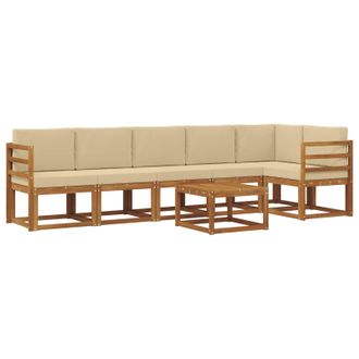 vidaXL Conjunto De Sof&aacute;s De Exterior Con Coj&iacute;n 7 Pcs Natural Y Beige Vidaxl