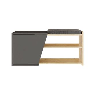 Dmora Zapatero Neneng, Mueble Para Zapatos 2 Estantes, 4 Compartimentos, Una Puerta, 104x47x37h Cm Roble Marr&oacute;n