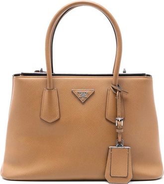 Prada 2010-2025 Saffiano Cuir Turnlock Twin satchel - Marrone