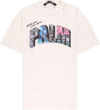 Palm Angels Palm Sign-print T-shirt - men - Cotton/Polyester - S - 0184 WHITE MULTICOLOR