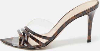 Gianvito Rossi Transparent/brown Patent Leather And Pvc Elle Slide Sandals