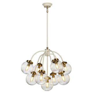 Loops 9 Light Ceiling Pendant Cream Painted +Aged Brass Finish Plated LED E14 60W Bulb in Metallics
