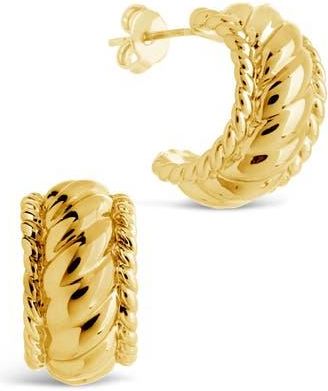 Sterling Forever Kalina Quilted Huggie Hoop Earrings in Gold at Nordstrom Rack