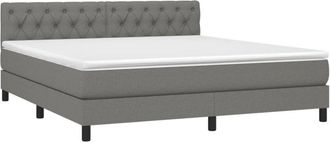 vidaXL Cama Box Spring Con Colch&oacute;n Tela Gris Oscuro 160x200 Cm Vidaxl