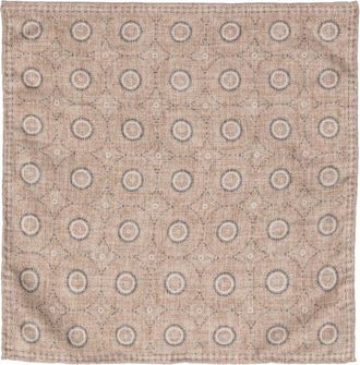 Brunello Cucinelli geometric-print silk scarf - men - Silk - One Size - CI621 CAMEL GREY