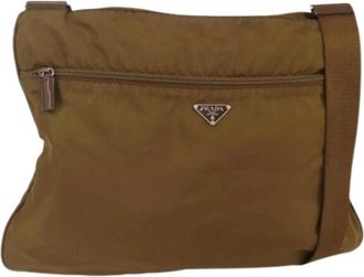 Prada Pre-owned Cross Body Bags, female, Brown, Size: ONE SIZE Pre-owned Nylon Cross Body Bag