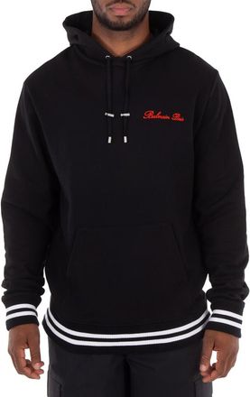 Balmain Signature-Embroidered Cotton Hoodie, Size X-Small
