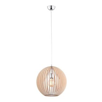 Netlighting Portoryko 42cm Wire Frame Pendant Ceiling Light Light Brown Chrome