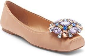 Jeffrey Campbell Ornate Flat in Beige Satin Multi at Nordstrom Rack, Size 6.5