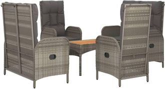 vidaXL Set Comedor De Jard&iacute;n 5 Piezas Con Cojines Rat&aacute;n Sint&eacute;tico Gris Vidaxl
