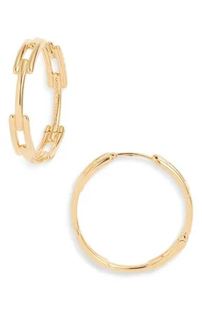 Monica Vinader Medium Signature Link Hoop Earrings in 18Ct Gold Vermeil at Nordstrom