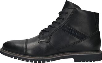 Bugatti Caj Enkelboots - Heren - Veterlaarzen - Zwart - 44 EU - Leer - Schoenen