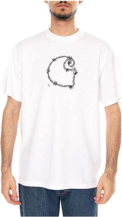 Carhartt Work in Progress S/S Barbwire C T-Shirt - Heren - T-shirts - Wit - S - Katoen - Tops