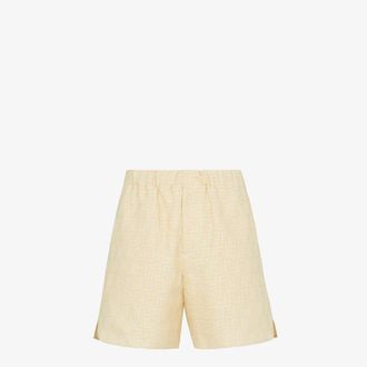 Fendi Ff Jacquard Lichtgele Linnen Bermuda Shorts