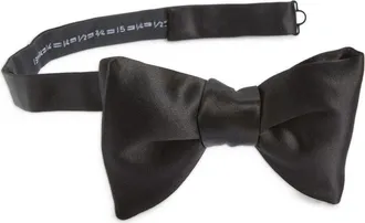 Tom Ford Pre-Tied Solid Satin Bow Tie in Naa Black at Nordstrom