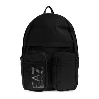 Emporio Armani Backpacks, unisex, Black, Size: ONE SIZE Polyester Backpack with Reflective Details