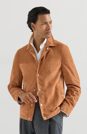 Brunello Cucinelli Suede outerwear jacket in Cognac at Nordstrom, Size Xxx-Large Eu