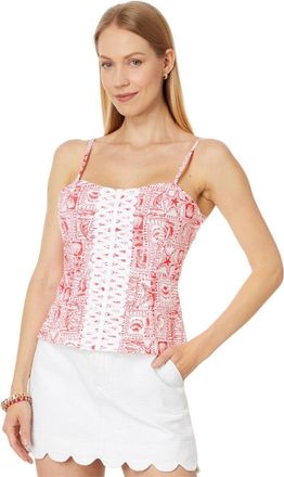 Lilly Pulitzer Womens Lilly Pulitzer Shelli Top Mizner Red Seaside Harbour Blouse Boho GBO699